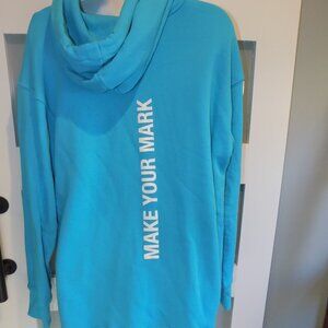 Peloton Downtown Oversized Sweatshirt Hoodie Turquoise Make Your Mark Size XL